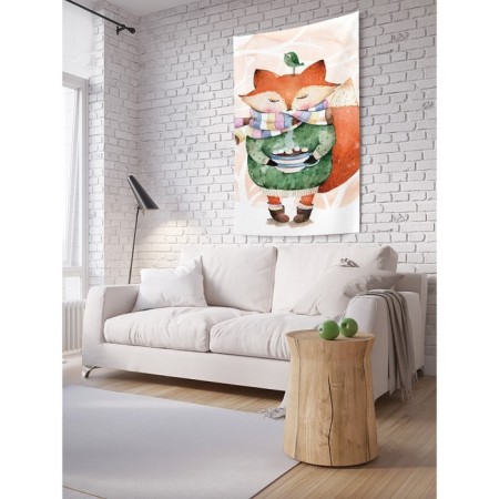 Decorative panel with photo printing "The fox warm", vertical, size 100x150 cm