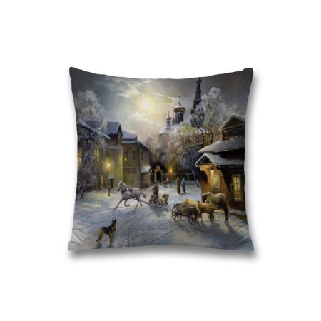 Decorative pillowcase "Winter in the city", on a zipper, size 45x45 cm