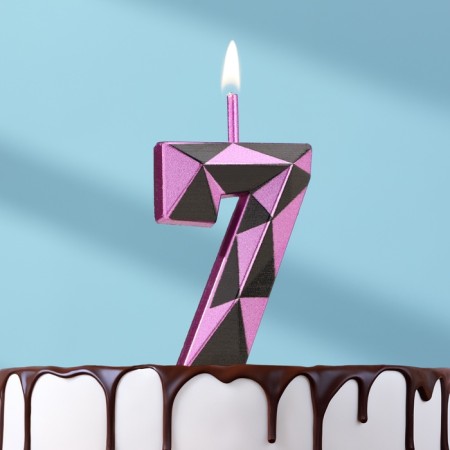 Candle for Cake "Almaz", number "7", purple metallic