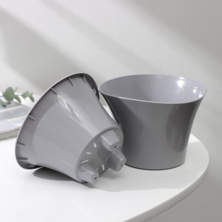 Kashpo for flowers with an insert "Lagoon", 600 ml, d = 13 cm, h = 9 cm, color gray color-3