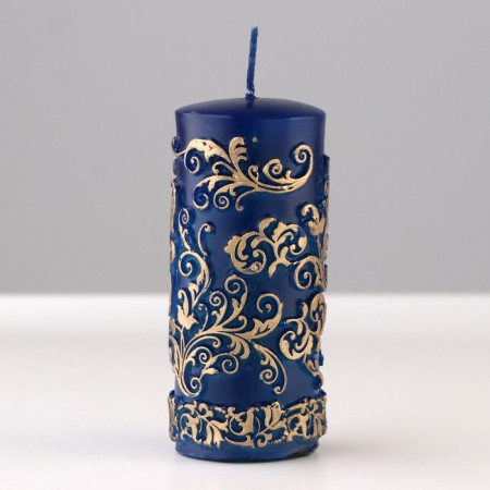 Candle - cylinder "with a temple, carved", 4.3x4.3x9.5 cm-2