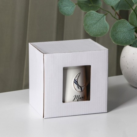 Ceramics mug lid and spoon Moon, 350 ml, white color-5