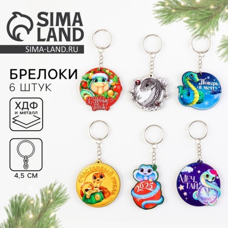 Wooden keychain "The best year", a mix of 6 pieces
