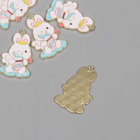 Decor for creativity metal, enamel "Bunny-Kupidon" 2.7x1.7 cm-1