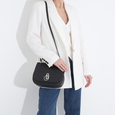 Women's bag L-Craft on fasteners, long belt, black color-5