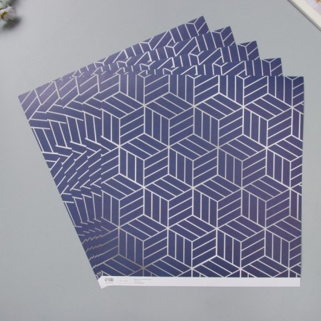 Scrapbooking paper "3D geometry" density 180 grams set 5 pcs 30.5x32 cm-1