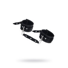 Two -layer shackles with a white line Pecado BDSM, genuine leather, black