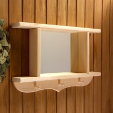 Carved mirror with 2 shelves and 3 hooks, 70 × 45 × 10 cm