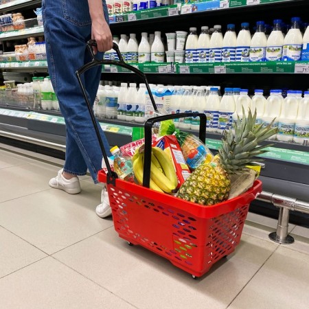Basket-body on 4 wheels are plastic, 28 liters, with 2 plastic handles, red color-2