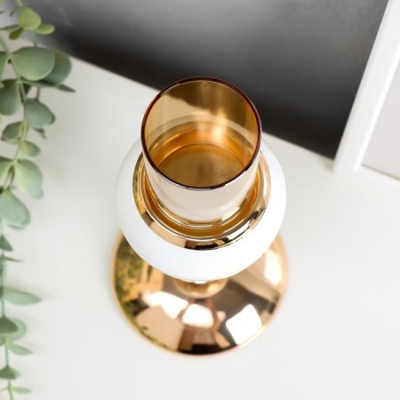 Summary Metal for 1 candle "Crystalics" White with gold 16x9.7x9.7 cm-3