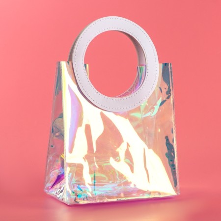 Gift package from PVC, White, Iridiscent, 20 x 18 x 10 cm-1