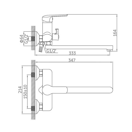 Accoona A7168 bath mixer, single -leaf, pour 300 mm, silumin, chrome-8