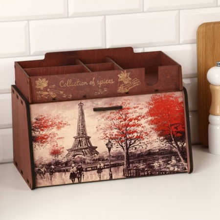 Bread a wooden bread with a stand under the spices "Paris", 35.6 x 20.4 x 24.8 cm, wenge-3