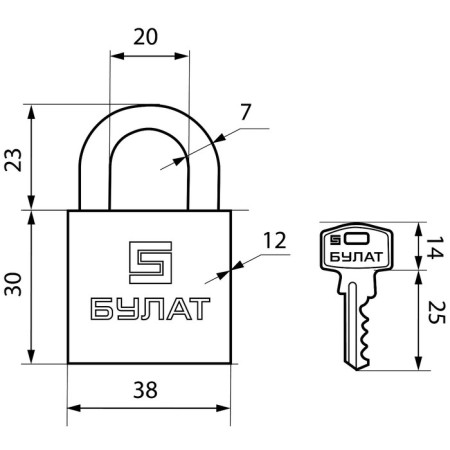 The castle of the hinged "Bulat" Armed Forces 1140, brass, d = 6.5 mm-2