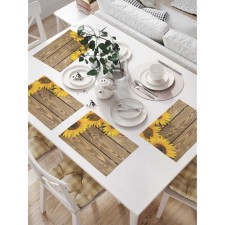 A set of napkins for setting the table “Sunflower on the floor”, rectangular, size 32x46 cm, 4 pcs