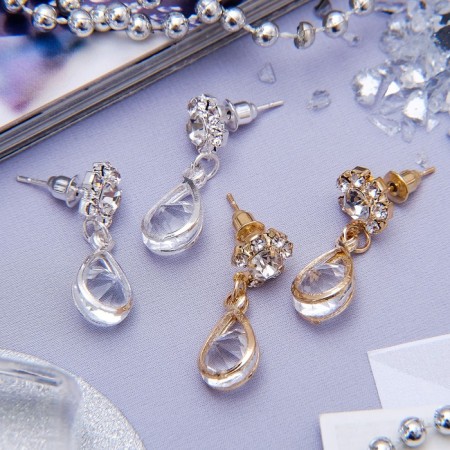 Earrings with rows "grace" a drop with a flower, color mix-1