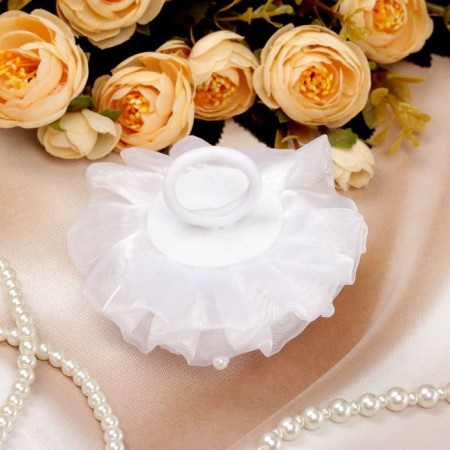 Hair elastic band Bant "Schoolgirl" Wave Pearls, D-9 cm, White-1