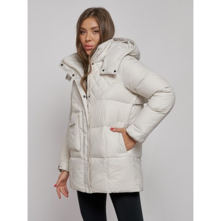 Winter jacket, size 42, beige color-7