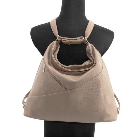 Female bag, artificial leather, beige 36x13x37 cm-1