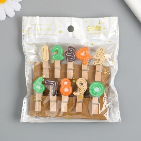 Decor for creativity wood "Process. Numers" set 10 pcs 3.7x1.5x1.2 cm-4