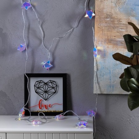 Garland “thread” 2.5 m with nozzles “stars”, IP20, transparent thread, 10 LED, white glow, 220 V-3