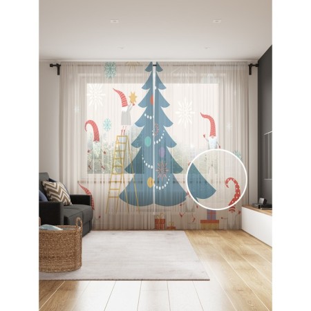 Photo "Gnomes decorate the Christmas tree", size 145x265 cm, 2 pcs