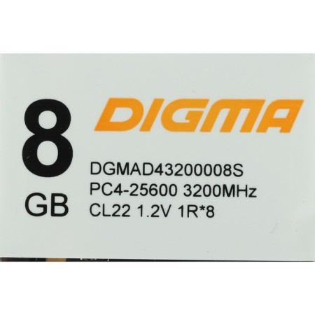 Memory module DDR4 8GB 3200MHz DGMAD43200008S RTL PC4-25600 CL22 DIMM 288-PIN 1.2V Single Rank-3
