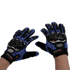Motorcycle gloves with protective inserts, pair, size L, blue