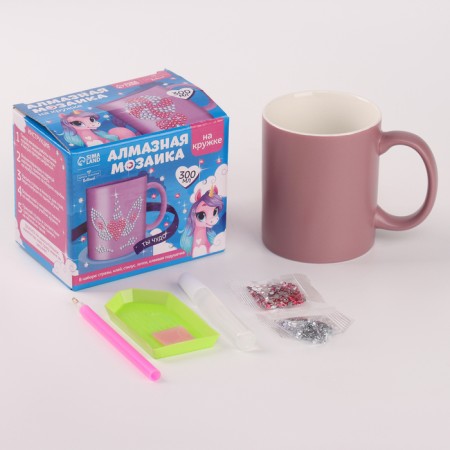 Diamond mosaic on a mug with partial filling "You are a miracle", 300 ml-1