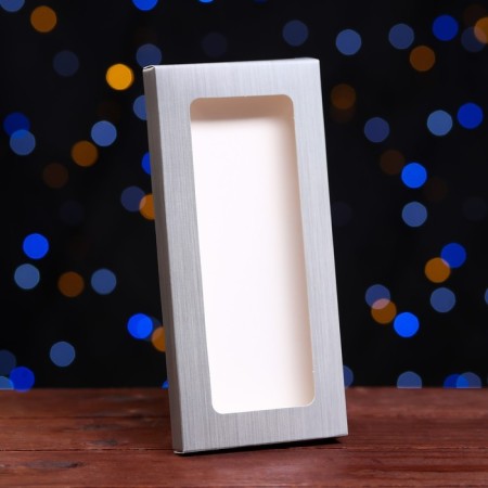 Gift box for chocolate tiles, with a window, silver, 17 x 8 x 1.4 cm-4