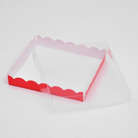 Box for cookies with PVC lid, red, 18 x 18 x 3 cm-1