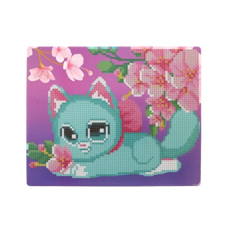 Diamond mosaic for children "Cute cat and sakura" 20x25 cm-3