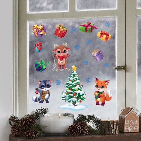 Vinyl stickers on the windows "New Year's holiday", reusable, 70 x 25 cm, New Year-3