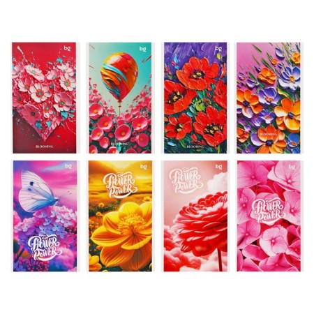 Notepad A6, 24 sheets in a cage on a paper clip "Bright flowers", cover Cover Cardboard, block 60 g/m2, mix