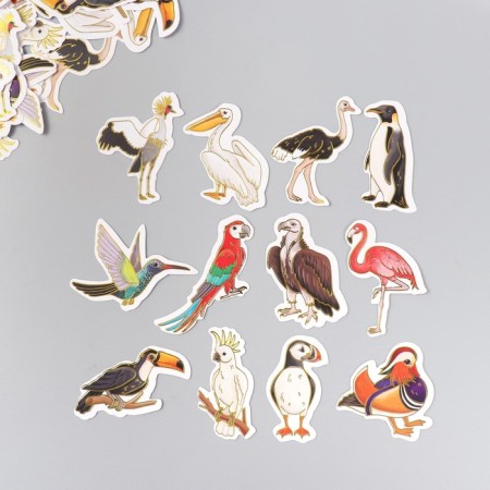 Stickers for creativity "Exotic birds" embossing gold set 48 pcs 9x7x0.8 cm-1