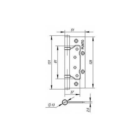 Universal loop Punto 200-2B GR, 125x2.5 mm, without insertion, graphite color, 1 pc.-1