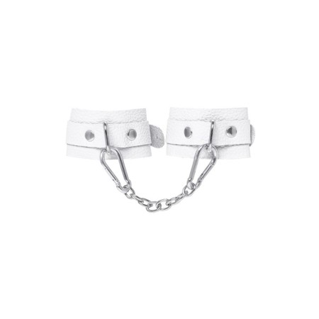 Pecado BDSM bracelets, mini with rounded corners, genuine leather, white-5