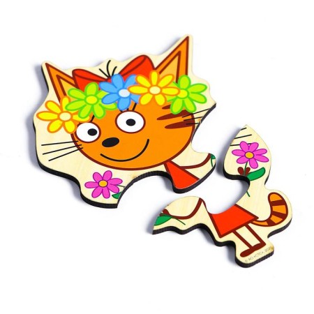 Set of puzzles "Three cats" 16.5 × 15 × 0.3 cm, three cats in the license-1