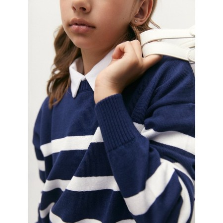 Sweater Knitted Children's Amarobaby Strip, Height 128 cm, Blue Color-7