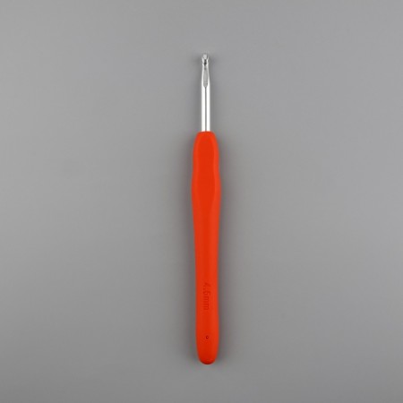 Knitting hook, with silicone handle, d = 4.5 mm, 14 cm, red color-1