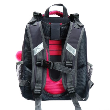 School backpack 38 x 30 x 16 cm, ergonomic back, stavia "flamingo", gray/pink-4