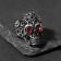 Ring "Right" Skull with red eyes, red color in black silver, 20 size