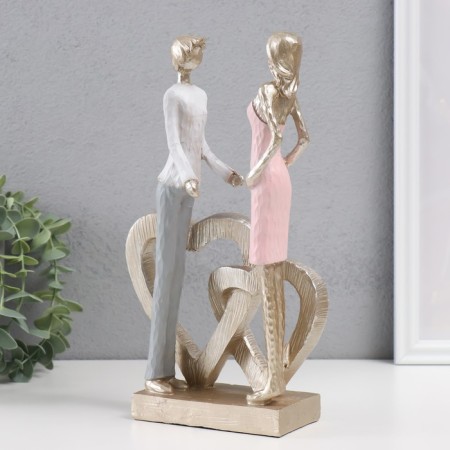 Polystone souvenir "Double Heart in love" 16x7x26.5 cm-2