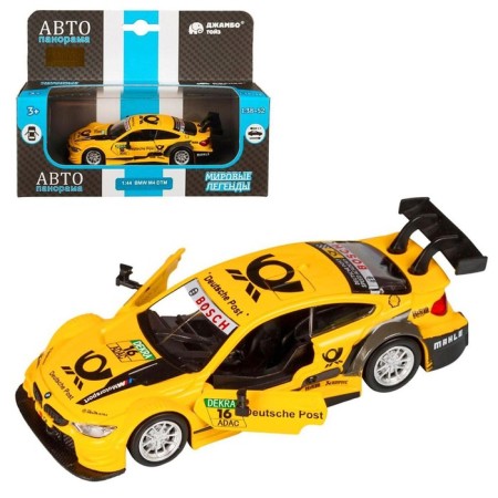 Metal machine BMW M4 1:44, inertia, doors open, yellow color