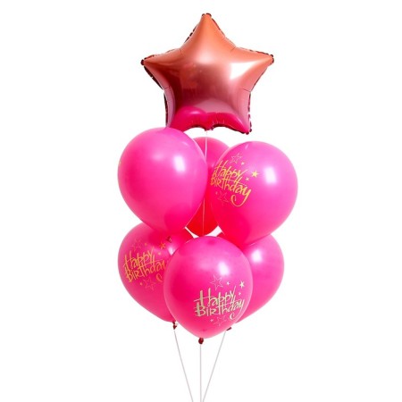 Bouquet of balloon balls Happy Birthday, latex, foil, set 7 pcs.-1