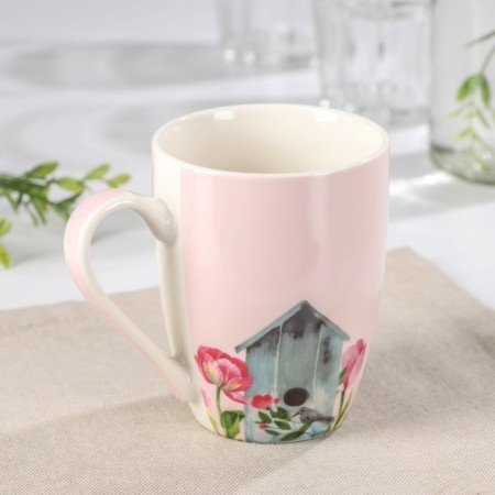 Porcelain shade mug "Coos", 350 ml, pink color-1