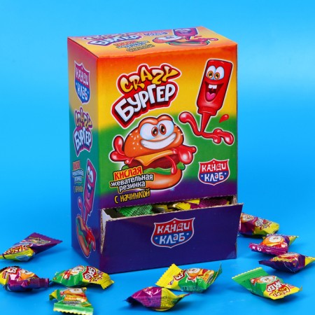 Acidic chewing gum with Crazy Burger filling 4 g