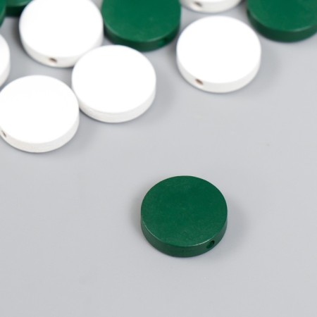 Beads for creativity wood "flat circle" set of 20 pcs white, green 0.4x1.5x1.5 cm-2