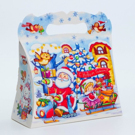 New Year. Gift box New Year's handbag "ice rink" with a game and animation 25.5 x 11 x 20 cm.-1