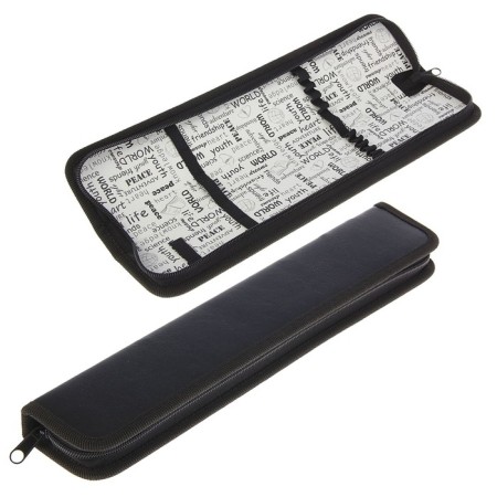 Penal for brushes, 340 x 70 mm, eco-leather, "onyx", PKZ 08-50, black color